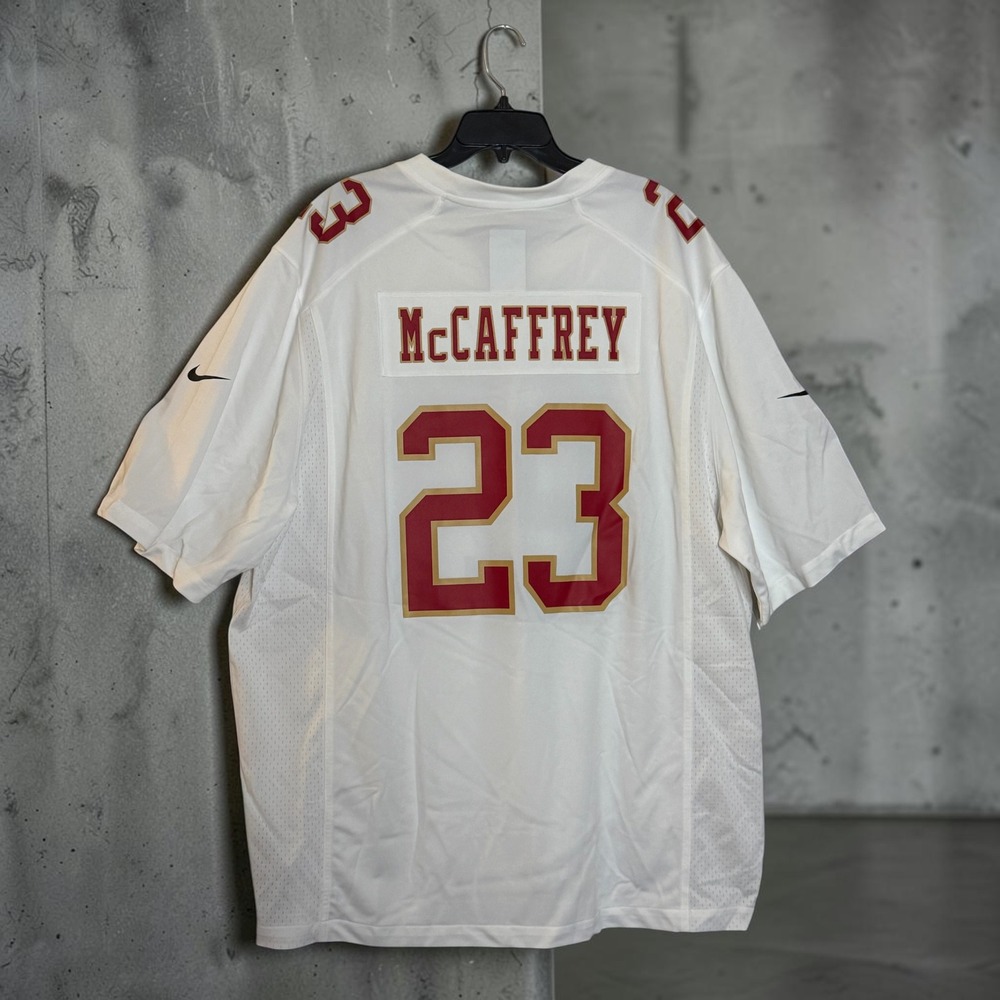Nike San Francisco 49ers Christian McCaffrey 23 Jersey Mens 3XL White Road NFL